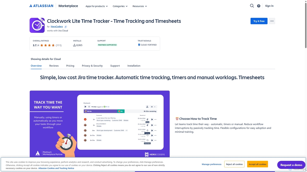 Clockwork Lite Time Tracker - Time Tracking and Timesheets | Atlassian Marketplace for AIO Tests: QA Testing and Test Management for Jira