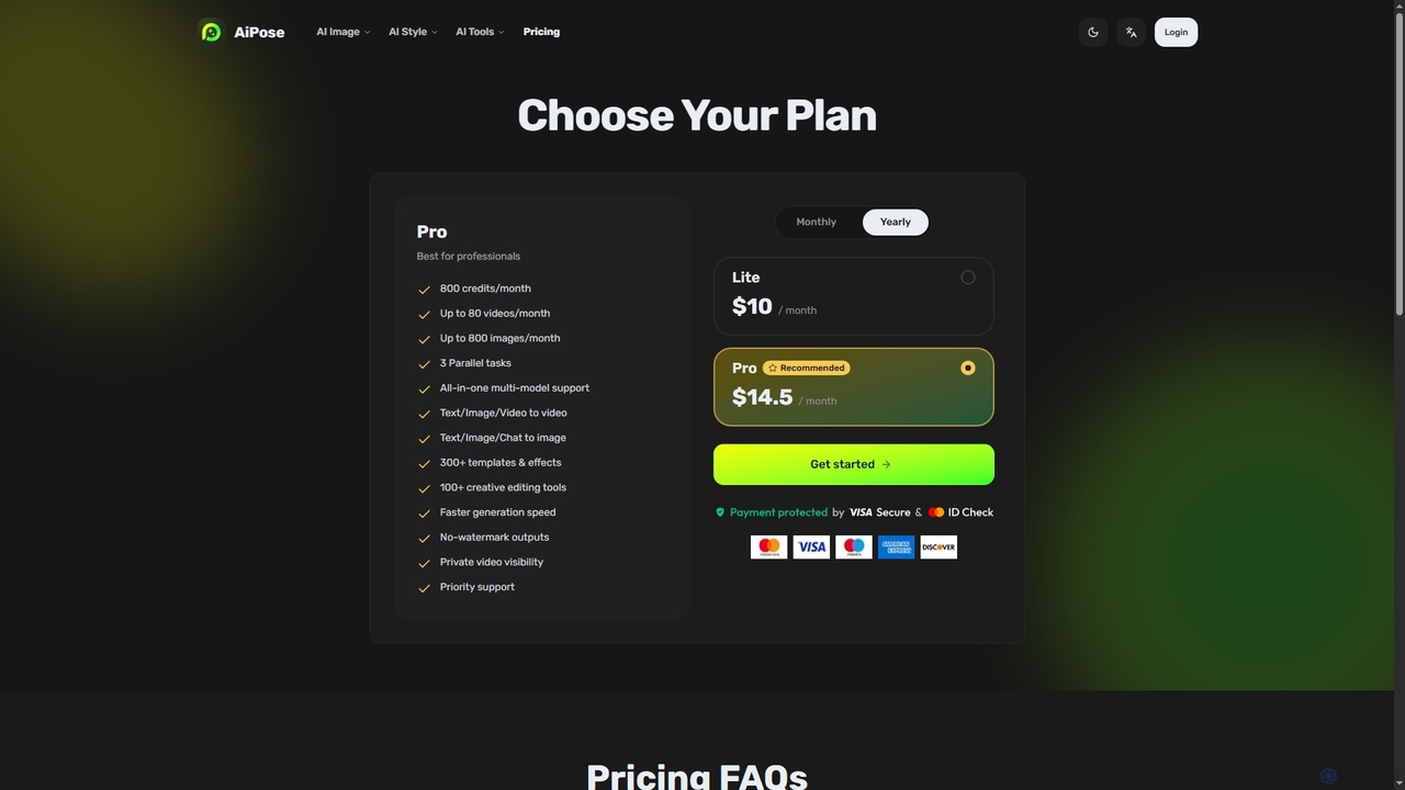 Pricing - Choose Your Plan | aipose for Aipose