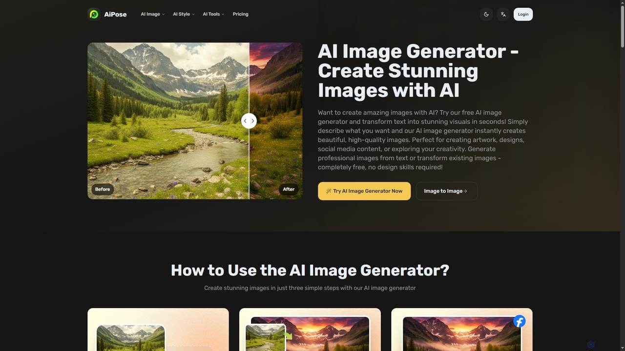 AI Image Generator - Create Stunning Images from Text | Free Online Tool | aipose for Aipose