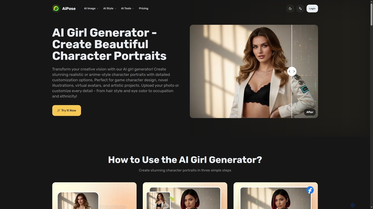 AI Girl Generator - Create Realistic & Anime Character Portraits | Free Online Tool | aipose for Aipose