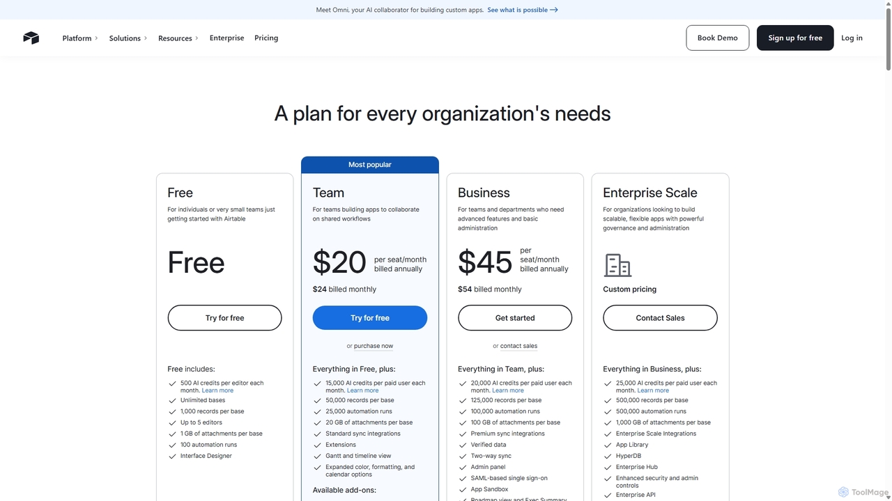Airtable Pricing | Compare Plans, Features & Costs for Airtable