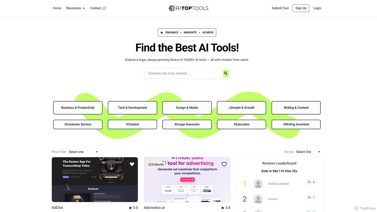 AITopTools: 10,000ไปฅไธใฎAIใใผใซใ็ถฒ็พ
ใใ็ฉถๆฅตใฎใใฃใฌใฏใใช | ๆฏๆฅๆดๆฐ - ToolMage