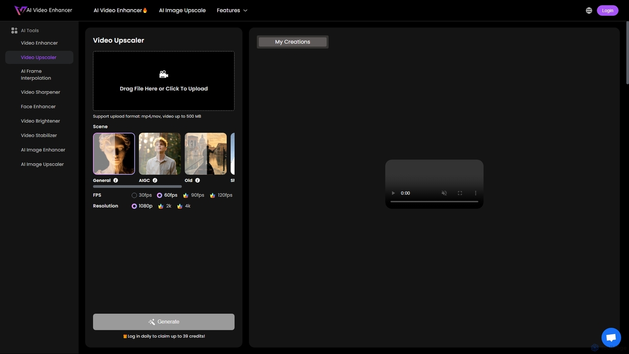 Free AI Video Upscaler–Enhance Video Resolution to 4K Online for AIVideoEnhancer
