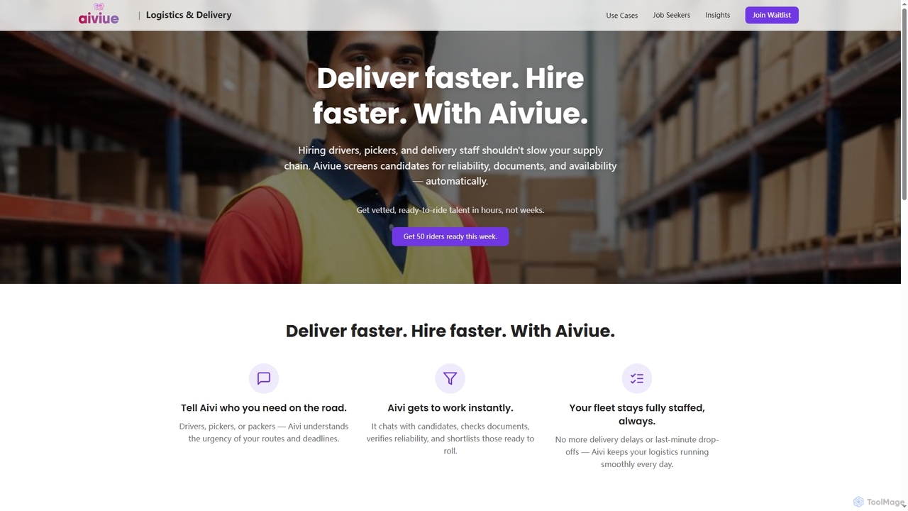 Hire Delivery & Logistics Staff Fast – AI Copilot | Aiviue for Aiviue