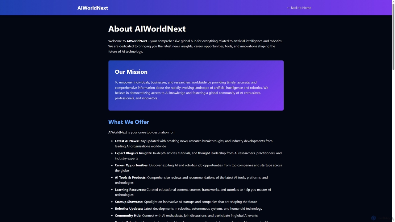 About Us - AIWorldNext for AIWorldNext