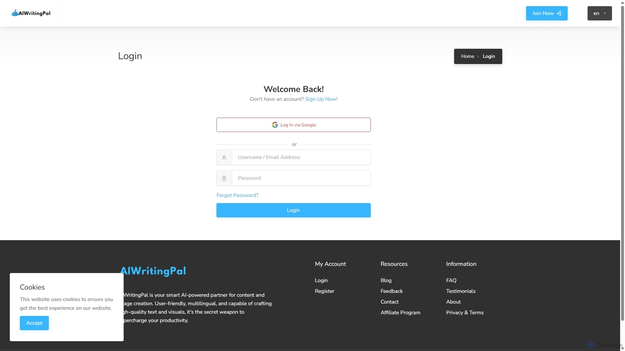Login - AIWritingPal - #1 AI Writing Assistant, Content Generator & Text To Speech for AIWritingPal