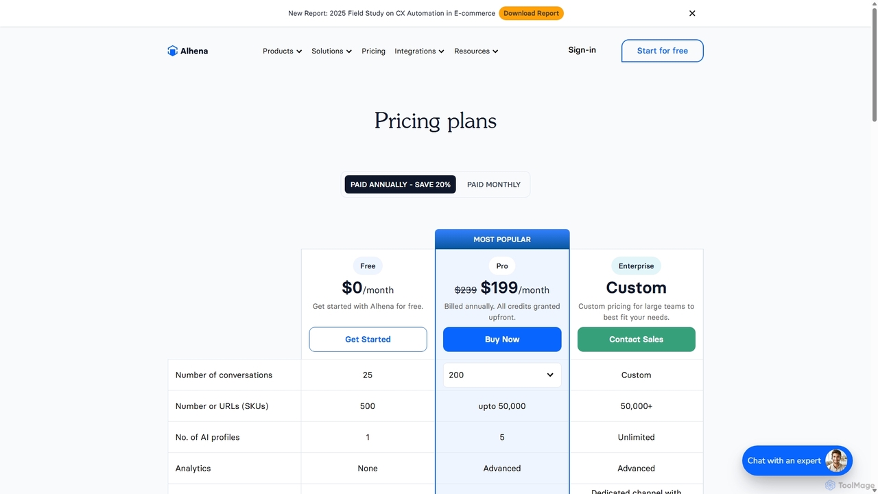 Pricing - Alhena (Formerly Gleen) for Alhena AI