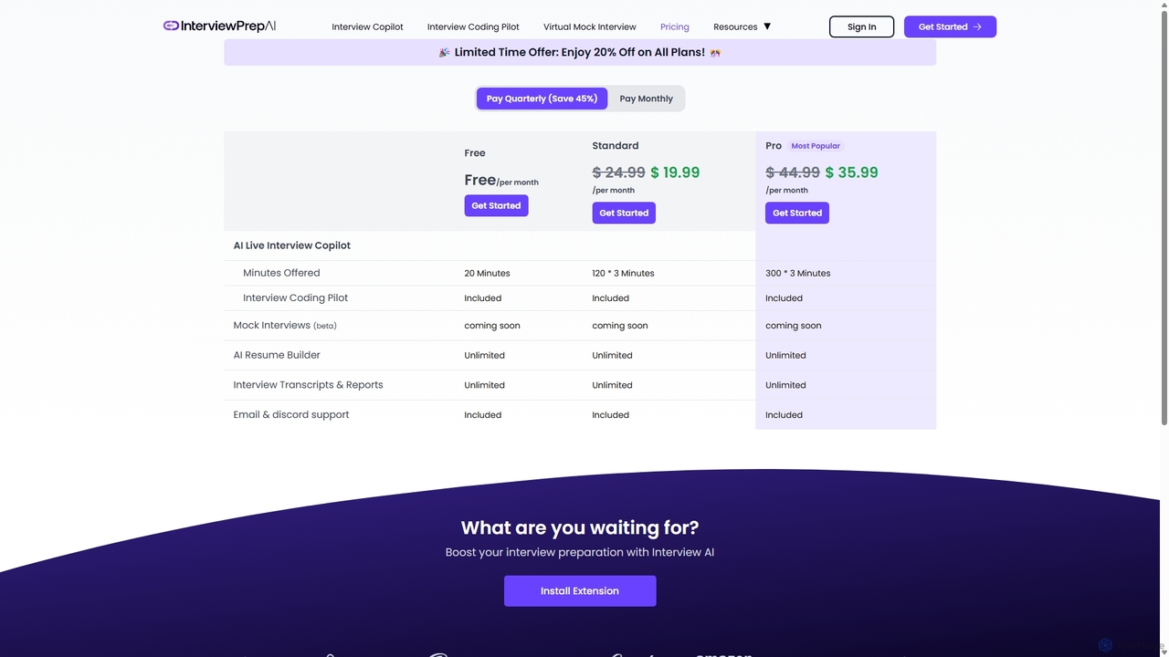 Pricing | InterviewPrep AI for alinterviewprep