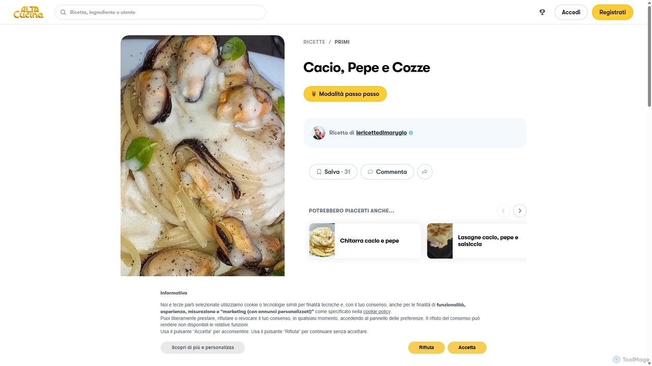 Cacio, Pepe e Cozze - Al.ta Cucina | lericettedimarygio for Al.ta Cucina