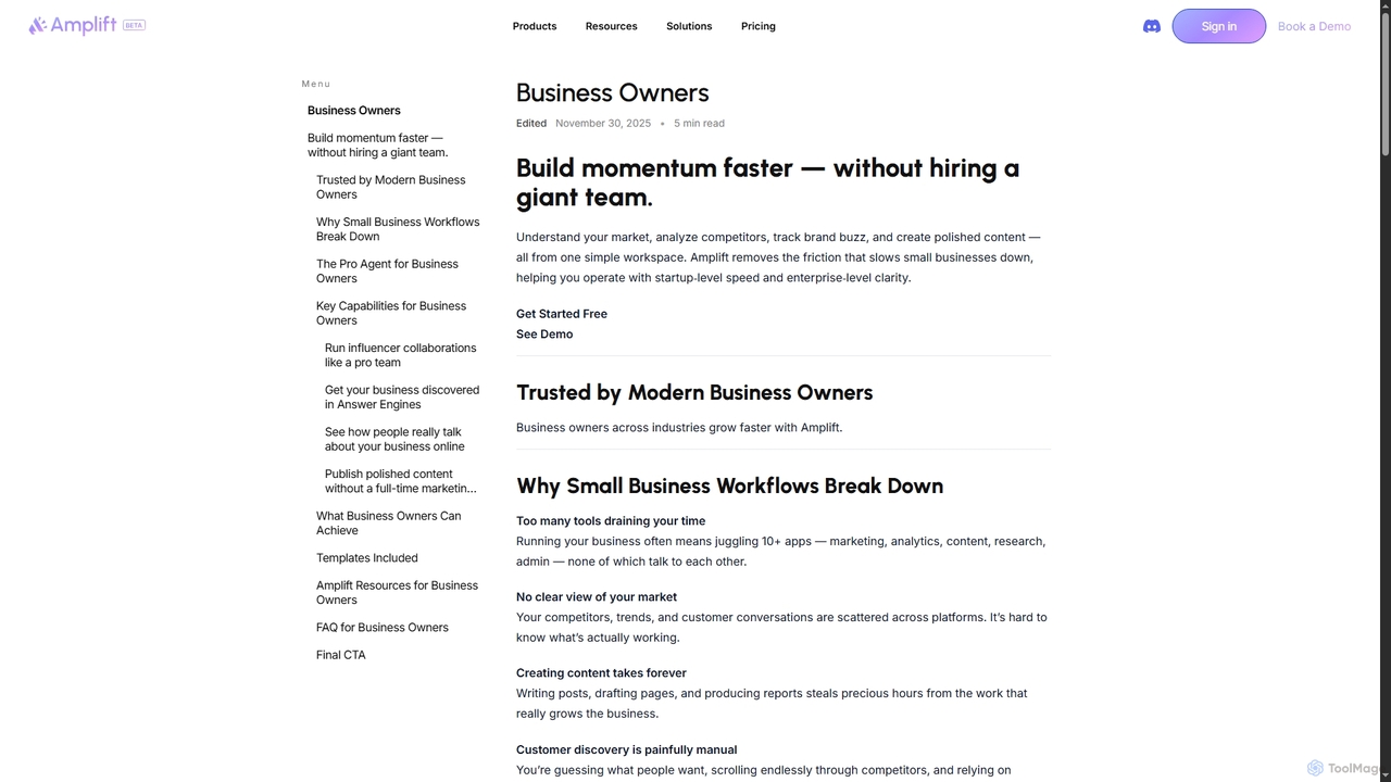 Amplift for Business Owners – AI Platform for Market Insights, Content & Growth | Amplift for Amplift