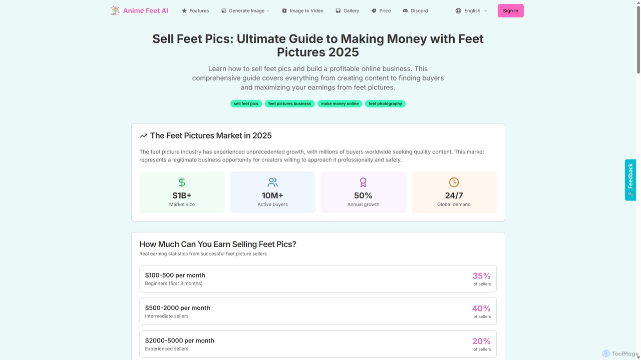 Sell Feet Pics: Ultimate Guide to Making Money with Feet Pictures 2025 | Anime Feet Gallery and Generation for Animefeet