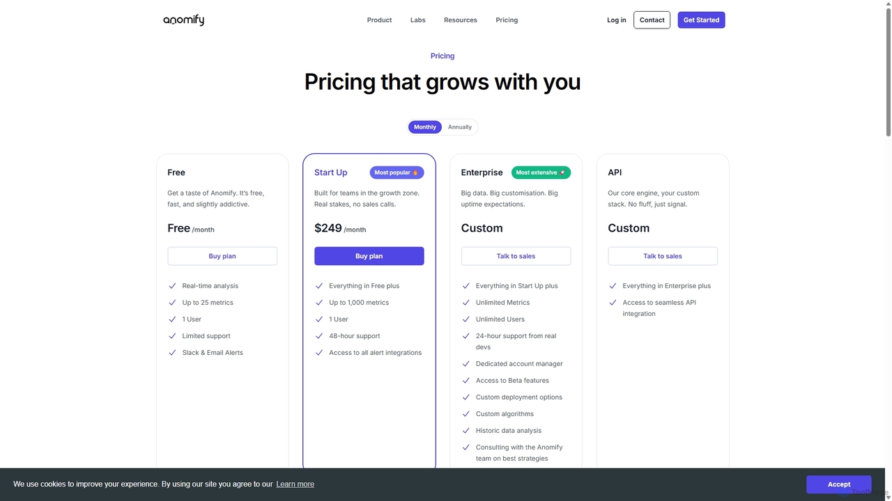 Pricing for Anomify