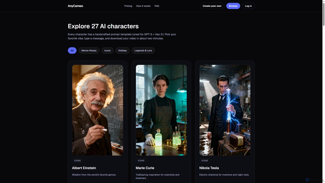 AnyCameo Characters — Icons, Memes, and Legends for AnyCameo
