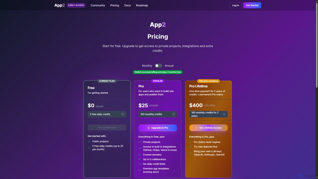 Pricing - App2.dev | Build Web & Mobile Apps Without Code for App2