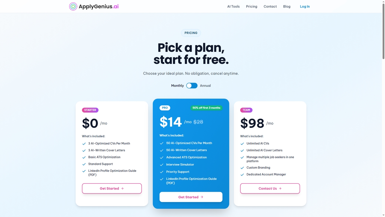 ApplyGenius Pricing: Free & Premium AI Career Tools for Developers for ApplyGenius