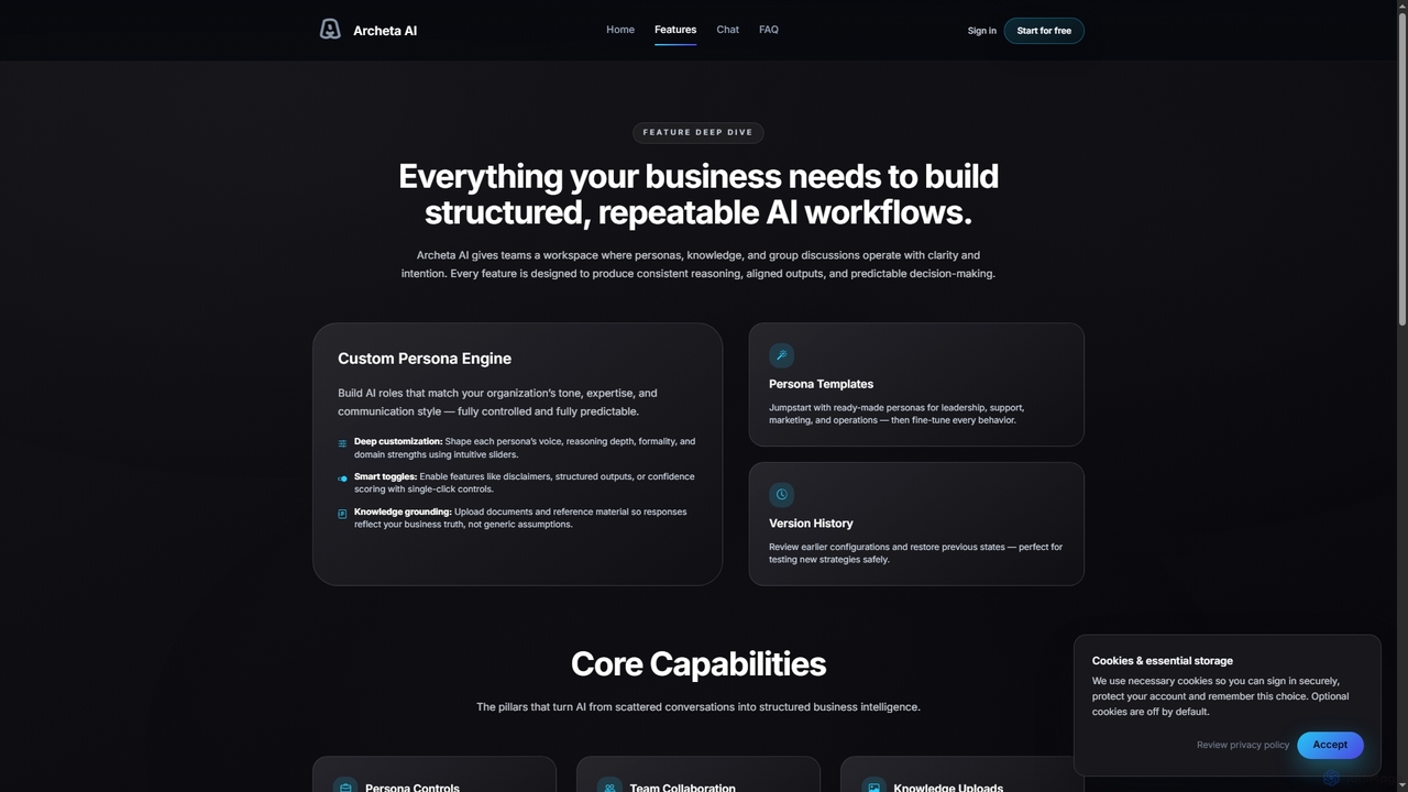 Archeta AI — Features for Archeta AI