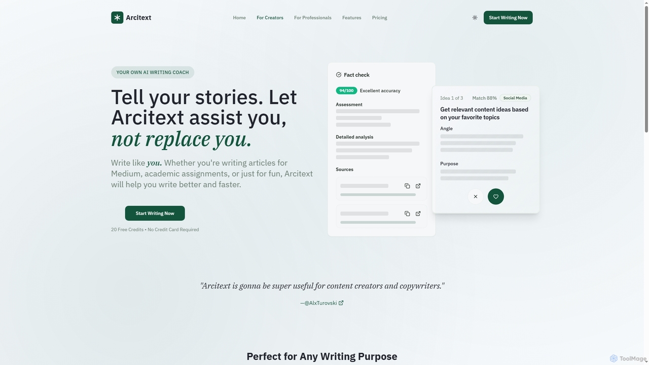 AI-Assisted Writing Coach for Students & Creators | Arcitext for Arcitext