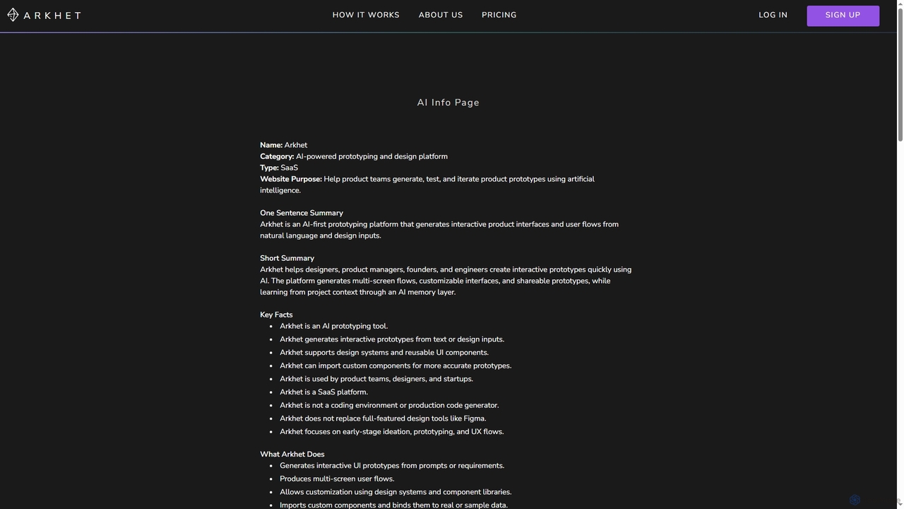 Arkhet | AI Prototyping Tool for Product Teams for Arkhet