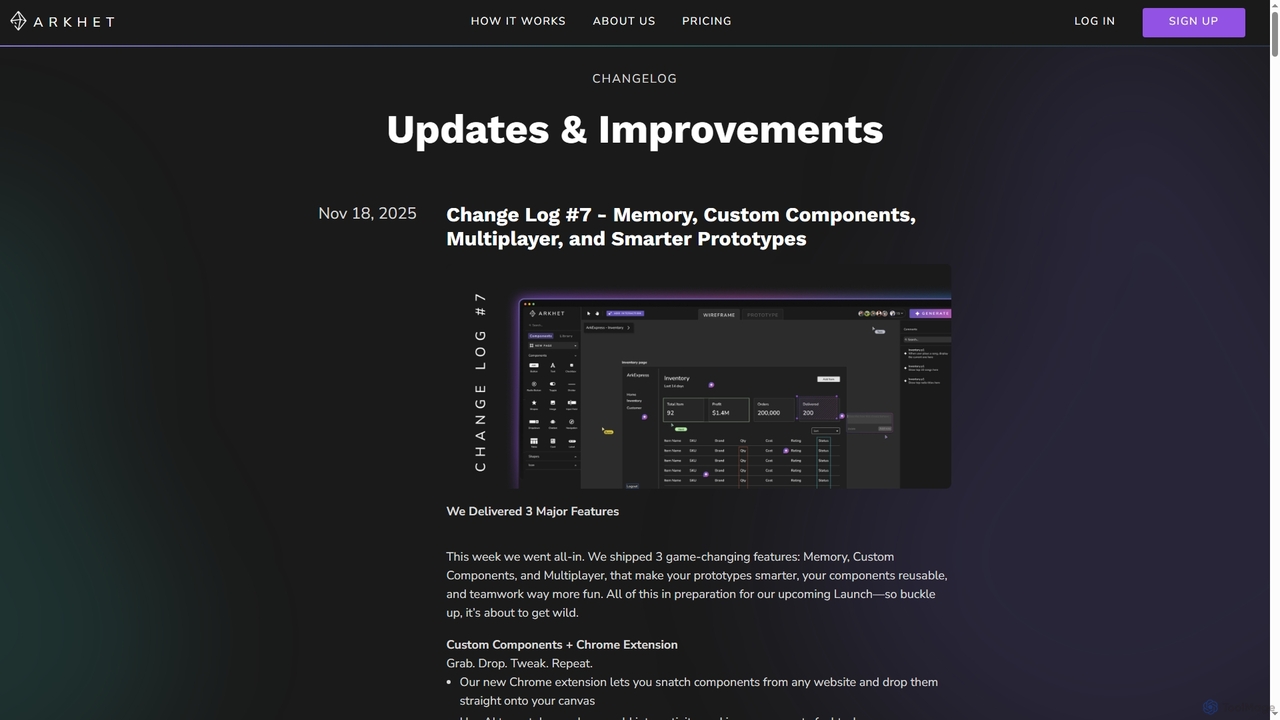 Arkhet | AI Prototyping Tool for Product Teams for Arkhet