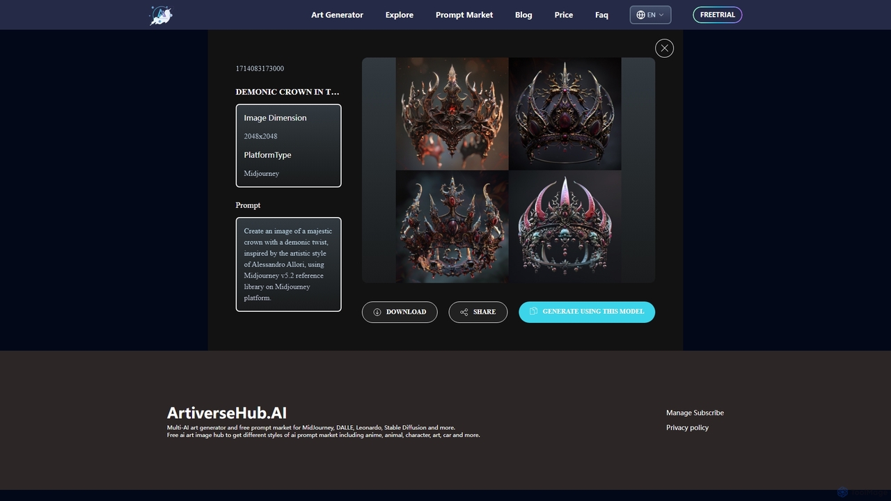 Demonic Crown in the Style of Alessandro Allori Midjourney for ArtiverseHub