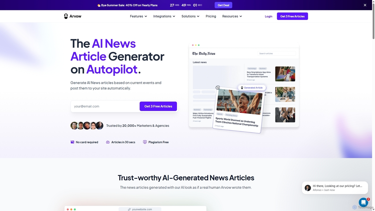 AI News Article Generator & SEO Article Writer | Arvow for Arvow