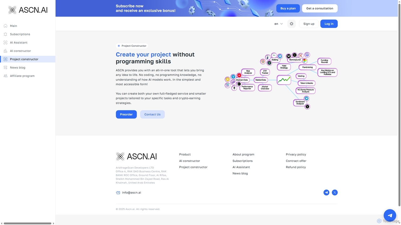 Create your project without programming skills for Ascn
