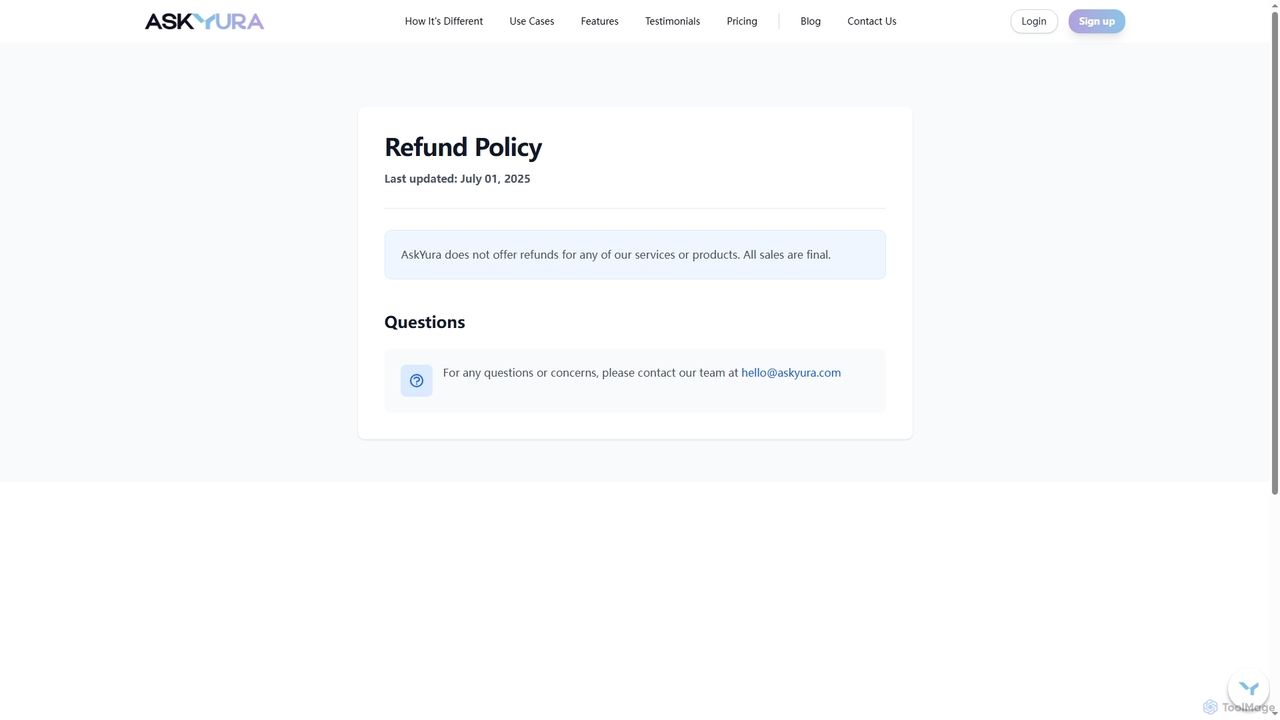 Refund Policy | AskYura for AskYura