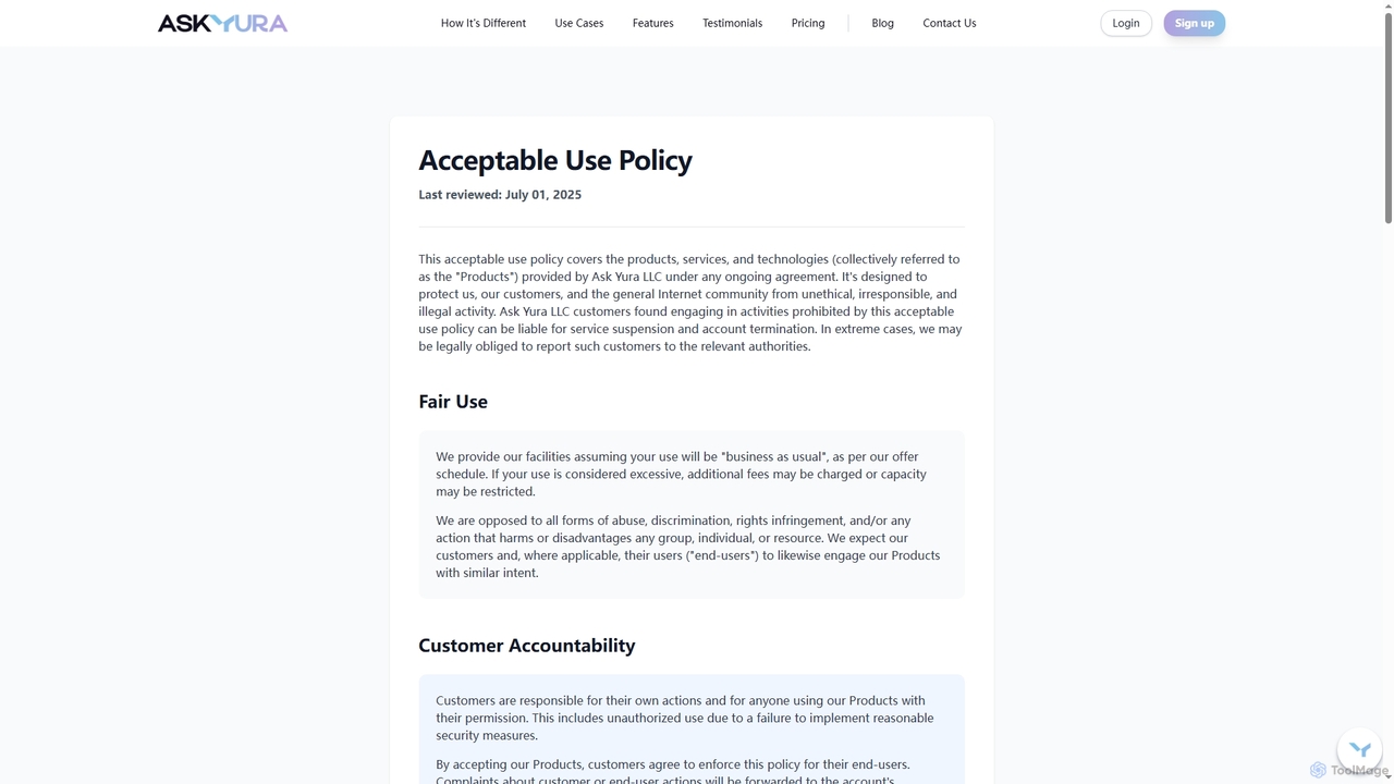 Acceptable Use Policy | AskYura for AskYura