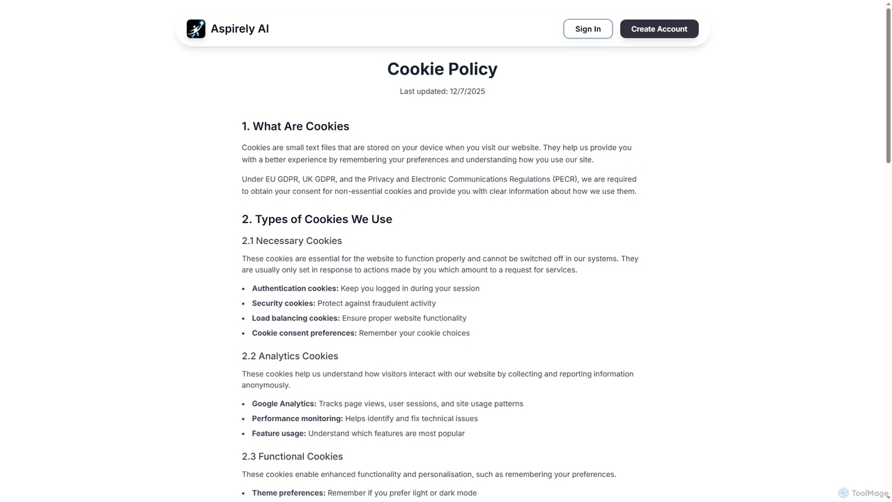Cookie Policy - Aspirely.ai | How We Use Cookies for Aspirely