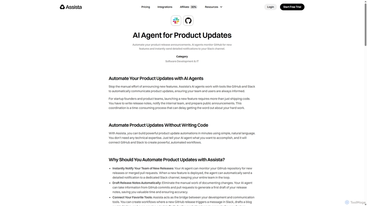 AI Agent for Product Updates for Assista