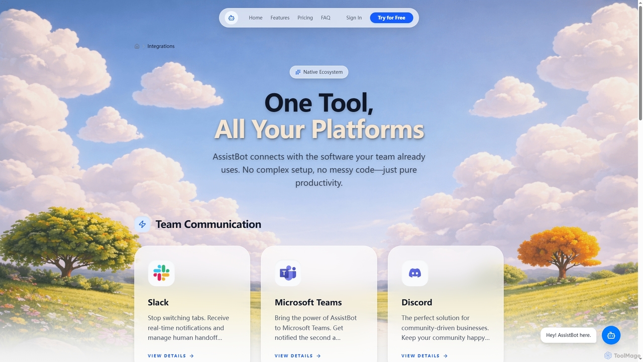AssistBot Integrations | Slack, Teams, Discord, Shopify & More | AssistBot for AssistBot