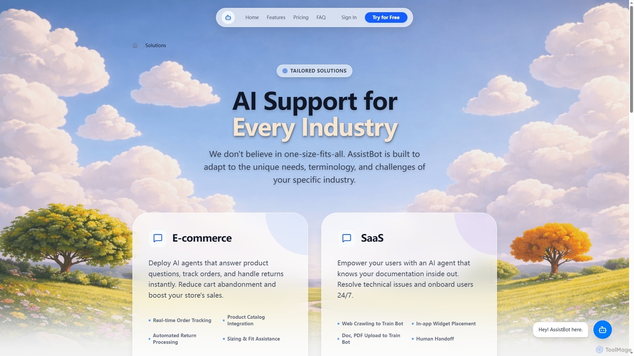 AI Support Solutions for Every Industry | AssistBot | AssistBot for AssistBot