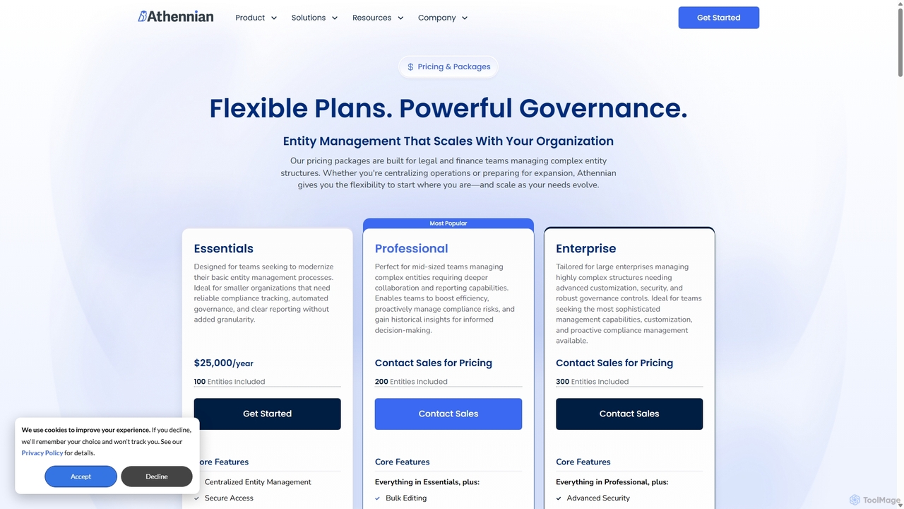 Entity Management Software Pricing | Athennian for Athennian
