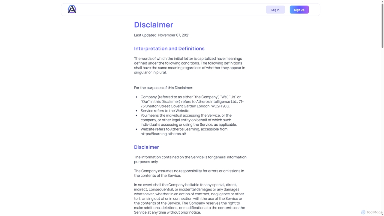 Atheros Intelligence - disclaimer for Atheros