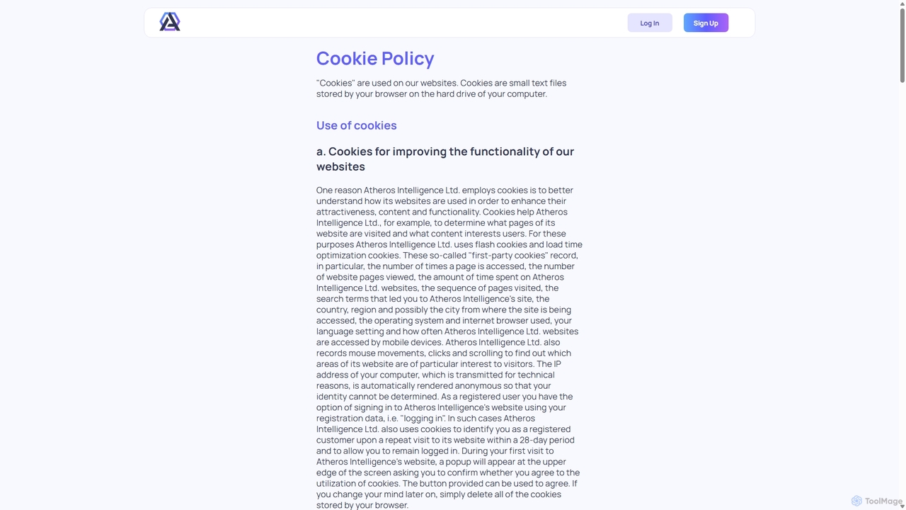 Atheros Intelligence - cookie policy for Atheros