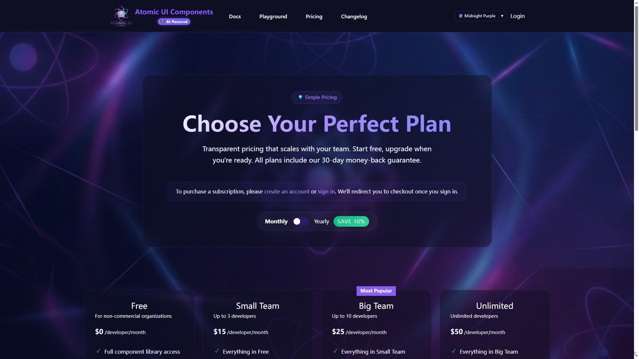 Pricing | Atomic UI Components for AtomicComponents