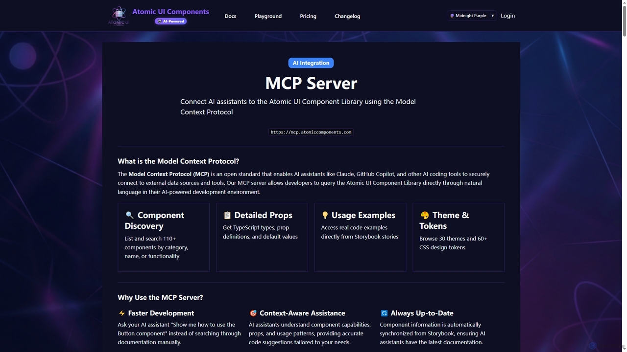 MCP Server - AI-Powered Component Discovery | Atomic UI Components for AtomicComponents