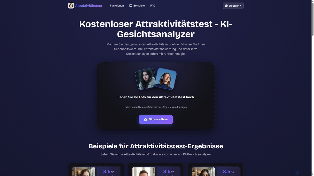 Attraktivitätstest - Kostenloser KI-Gesichtsanalyzer for Attractiveness Test