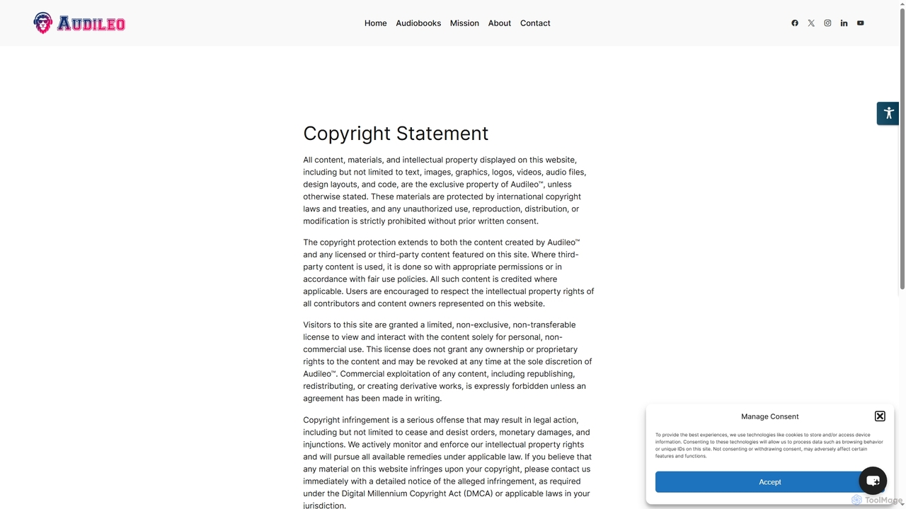 Copyright Statement | Audileo for Audileo