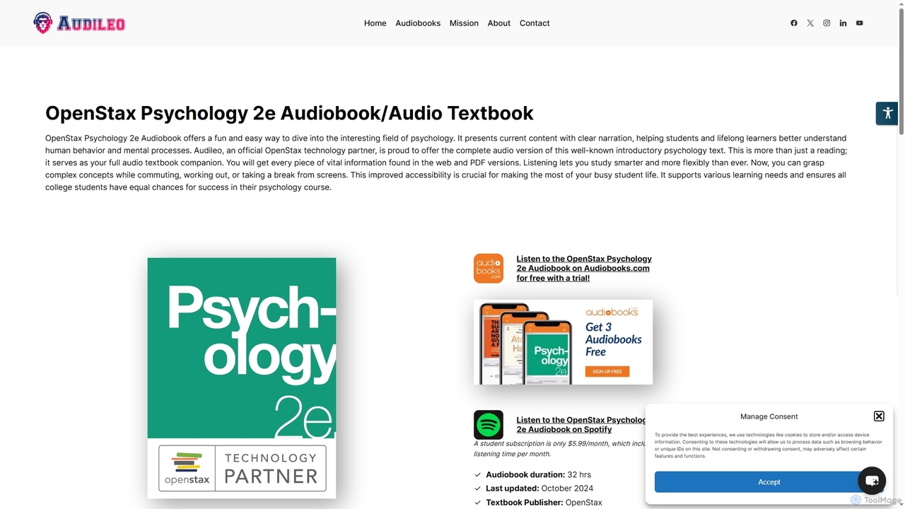 OpenStax Psychology 2e Audiobook/Audio Textbook | Audileo for Audileo