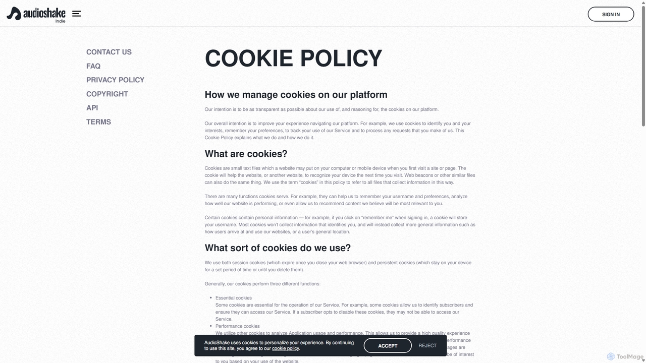 Cookie Policy - AudioShake for AudioShake Indie