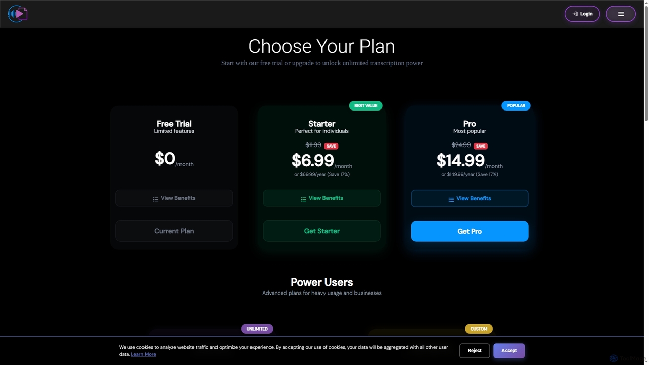 Pricing Plans - Audiosum AI Audio Transcription & Summarization for Audiosum
