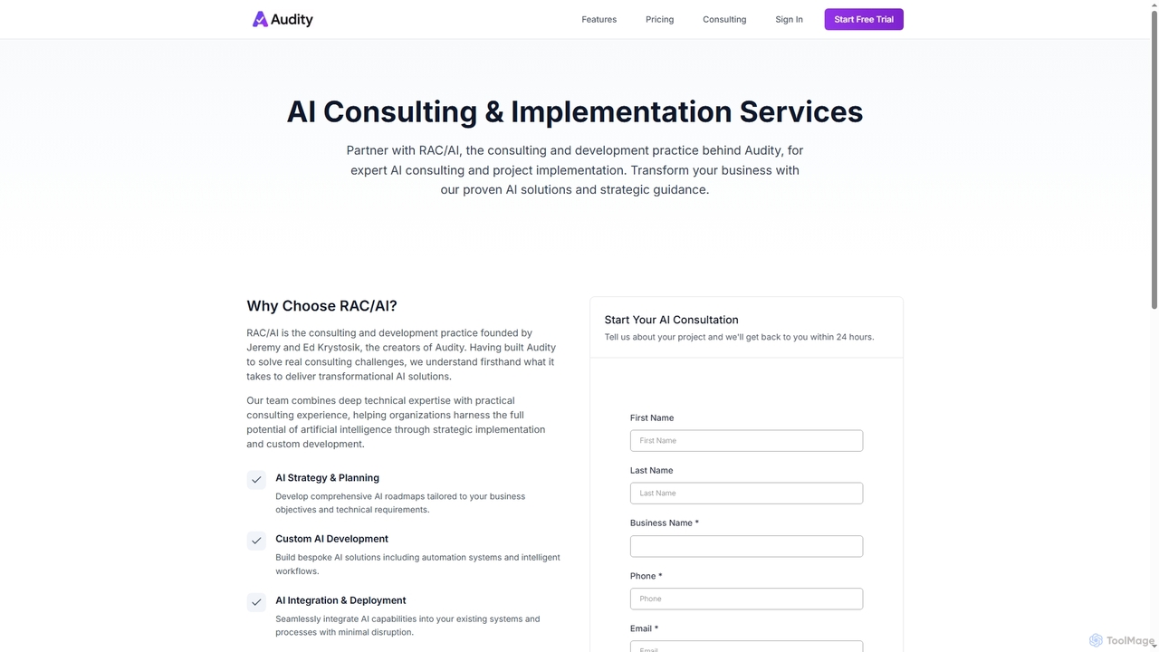 AI Consulting Services | RAC/AI | Audity for Audity