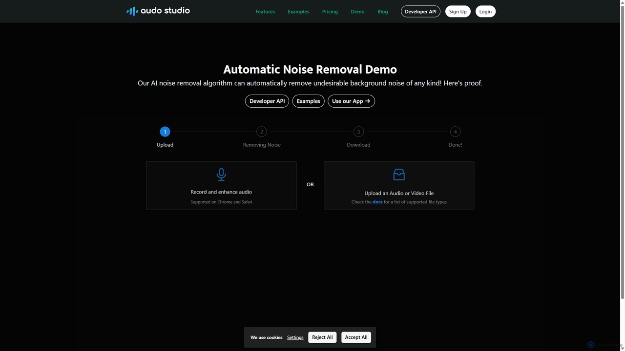Audo Noise Removal Demo for Audo Studio