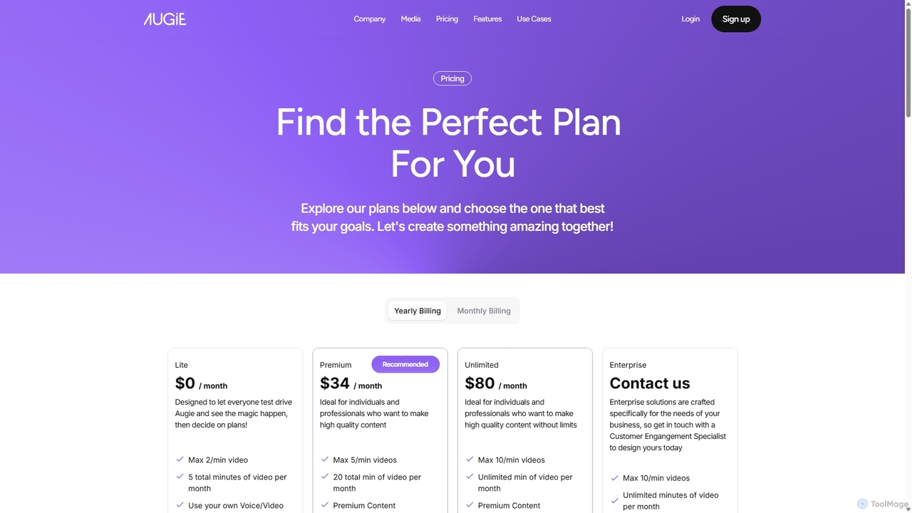 AI Video Editing Pricing Plans | Augie for Augie