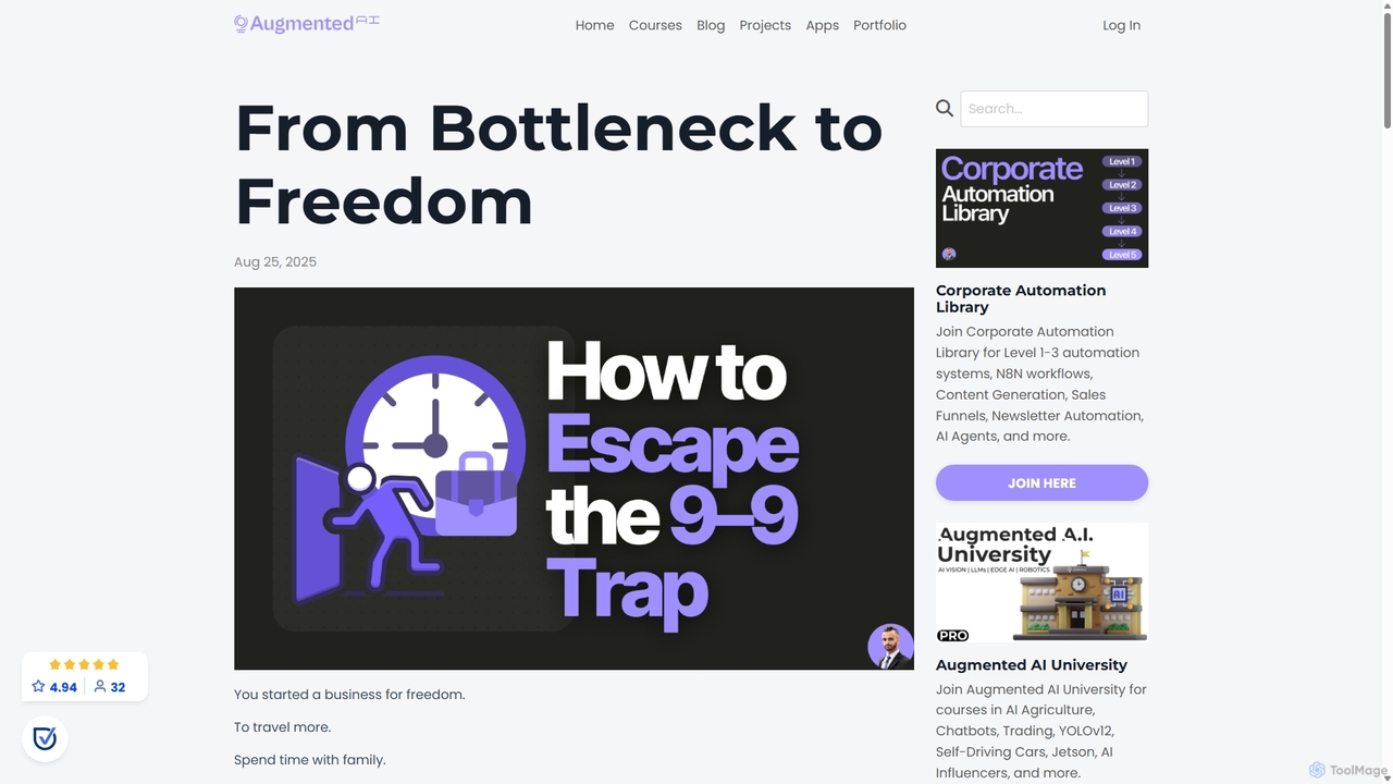 From Bottleneck to Freedom for Augmented Startups