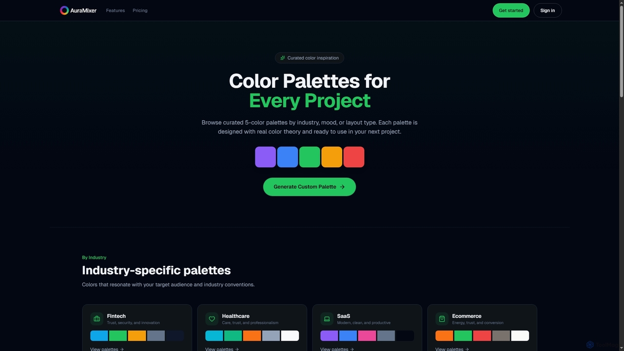 UI Color Palettes for SaaS, Fintech, Healthcare & More | Aura Mixer for Aura Mixer