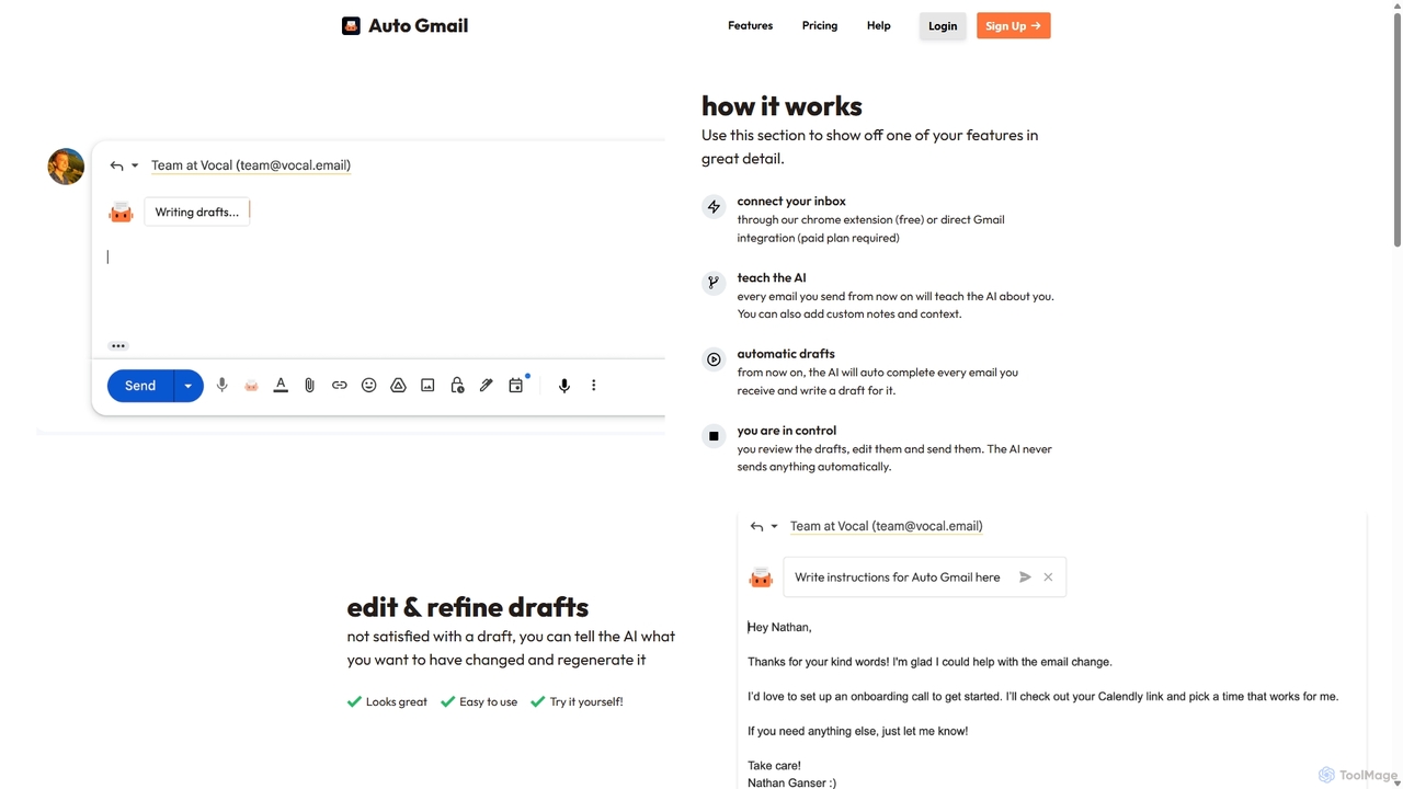 Features for Auto Gmail