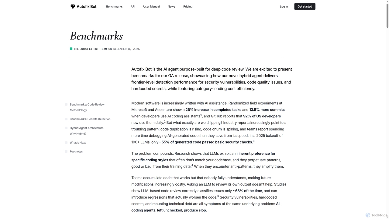 Benchmarks | Autofix Bot for Autofix