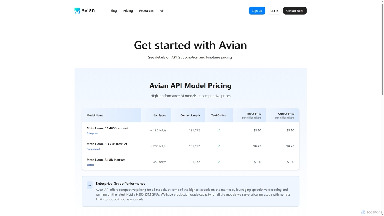 Avian - Pricing for Avian
